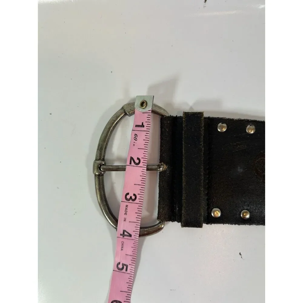 Steve Madden Brown Leather XL Studded Embroidered Belt Renaissance Fairy